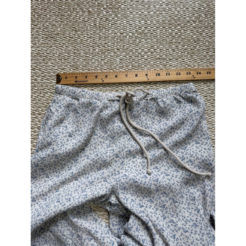 Blue Floral Ditsy Wide Leg Lounge Pants rayon blend dainty Beachy coastal pant L - Picture 8 of 8